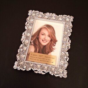 Vintage NEW Floral Designed Photo Frame 4”x6” Engraved Silver Picture Frame